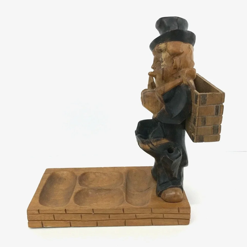 Vintage Wooden Hobo Folk Art Mens Caddy Vanity Tray‎ Dresser Organizer